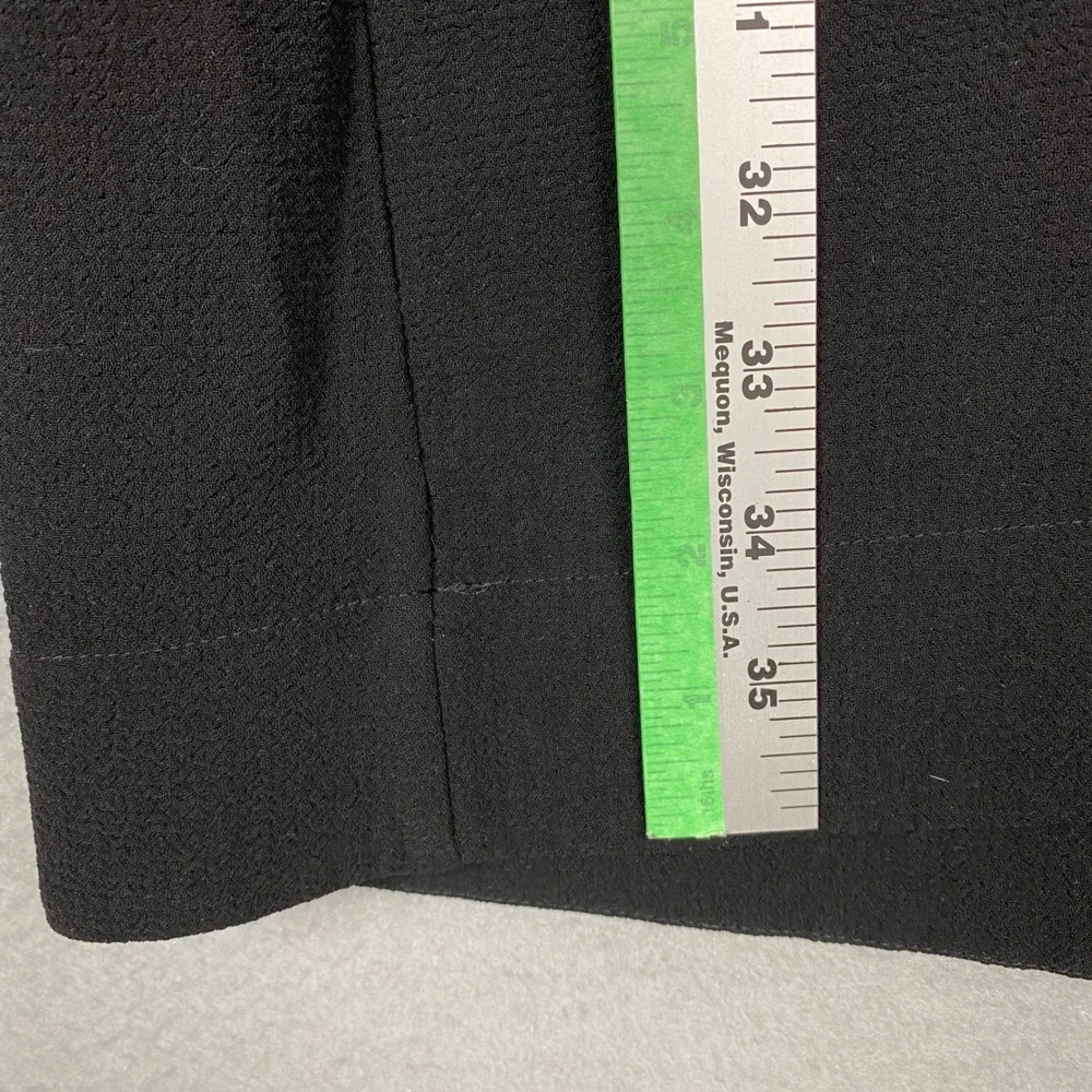Madewell Leather Trim Crepe Inverted Pleat‎ Shift Dress Womens M Black